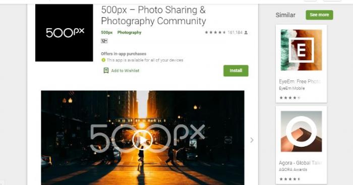 500 px photo sharing app 