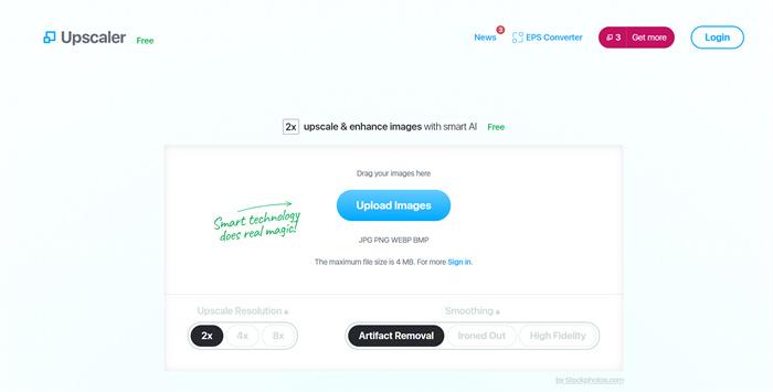 Upscaler Stockphoto UI